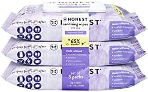 The Honest Company Sanitizing Alcohol Wipes | Kills 99% of Germs, Made With Aloe | Lavender, 150 Count (3 Packs of 50)
