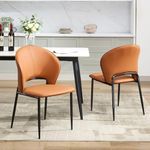 XSZD Dining Chairs Set of 2 Mid Century Modern Upholstered Chair with Metal Legs Faux Leather Mid-Back Accent Chair for Kitchen and Dining Room (Brown,2 Pack)