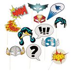 Super Hero Stick Costume Props (1 Dozen) PhotoBooth Supplies, Birthday Party Favors, DIY Decorations