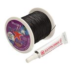 Stretch Magic Bead & Jewelry Cord - Strong & Stretchy, Easy to Knot - Black Color - 0.7mm Diameter - 100-meter (328 ft) Spool - Elastic String for Making Beaded Jewelry – Bonus Hypo Cement Glue