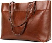 Kattee Vintage Genuine Leather Tote Shoulder Bag for Women Satchel Handbag with Top Handles