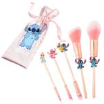 Disney Stitch Makeup Brush Set for Women Fluffy Makeup Headband Eyeshadow Brushes Travel Case Stitch Gifts (Pink)