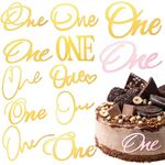 JIEYAO One Cake Topper 1st Birthday Decor, Gold First Anniversary Shower Topper, Cupcake Toppers One Sign Number 1 Cake Topper Party Cake Decorating Supplies for 1st Birthday Boy and Girl Baby Shower