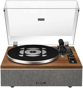 QLEARSOUL ONE-S Vinyl Record Player with Bluetooth Input/Output, All-in-One Vintage Turntable Built in Speakers, Phono Preamp & DSP, AT-3600L Cartridge, 33/45 RPM (Walnut)