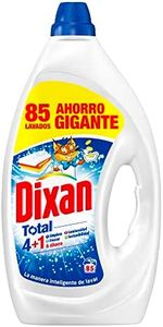 Dixan Gel Total 4+1, Detergente Líquido para Lavadora 85 Lavados, jabón líquido para lavar la ropa blanca y clara. Limpieza, luminosidad, frescor y sostenibilidad