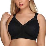 DotVol Women's Full Coverage Minimizer Bra Non-Padded Lace Wirefree Soft Cup Plus Size Bra(38DDD, Black)