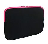 Emartbuy Jet Black/Pink Water Resistant Neoprene Soft Slim Zip Case Cover Sleeve Pouch 11 Inch - 12.2 Inch Compatible With Selected Devices Listed Below