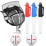 Finger Ten Golf Ball Marker Line Drawing Tool 3 Color Pens Template Liner Putt Alignment (Black 001)