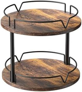 12" Wood Lazy Susan, Rotating Spice Rack, 2 Tier Spice Turntable Organizer, Industrial Turntable Spice Holder, for Kitchen Countertop and Cabinet, Compact and Versatile, Rustic Brown