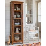 ANGEL FURNITURE Baltimore Solid Sheesham Wood Tall Crockery Cabinet | Book Shelf with Glass Door Honey Finish