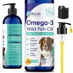 Liquid Fish Oil for Dogs with Omega 3, 6 & 9 Fatty Acids, Wild Caught from Iceland, Skin and Coat Supplement for Shedding, Itchy Skin, Allergies, Brain and Heart Health, Rich in EPA + DHA - 16 oz