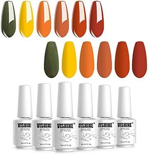 Vishine 6Pcs Gel Nail Polish Kit Fall Winter Orange Yellow Green Gel Nail Polish Set Colors Collection Soak Off LED UV Gel Polish Nail Kit 8ml