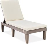 Best Choice Products Outdoor Lounge Chair, Resin Patio Chaise Lounger for Poolside, Backyard, Porch w/Seat Cushion, Adjustable Backrest, 5 Positions, 330lb Capacity - Brown/Ivory