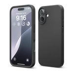 elago Compatible with iPhone 16 Case, Premium Liquid Silicone Case, Full Body Protective Cover, Shockproof, Slim Phone Case, Anti-Scratch Soft Microfiber Lining, 6.1 inch (Black)