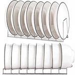 2 Pack Plate Storage Rack, Plate Organiser for Kitchen Cupboard, Stainless Steel Small Bowl Drainer Kitchen Cupboard Organiser, for Pot Lids, Plates, Cutting Boards, Bakeware