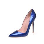 Elisabet Tang Women Pumps, Pointed Toe High Heel 4.7 inch/12cm Party Stiletto Heels Shoes Royal Blue 8