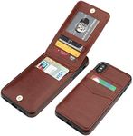 KIHUWEY iPhone Xs Max Case Wallet with Credit Card Holder, Premium Leather Magnetic Clasp Kickstand Heavy Duty Protective Cover for iPhone Xs Mas 6.5 Inch(Brown)