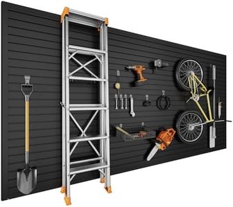 Ginchain 4'H x 8'W Slatwall Panel Garage Wall Organizer with 14 Hooks, Heavy Duty Interlocking Slat Wall Paneling Sheets, Garage Slatwall for Tool Organization Mounted Storage Systems Black