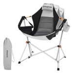 KingCamp Hammock Camping Chair, Aluminum Alloy Adjustable Back Swinging Folding Rocking Chair with Headrest & Cup Holder for Outdoor, Travel, Sport, Games, Lawn, Concerts, Backyard (Grey)