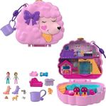 Polly Pocket Dolls and Playset, Animal Toys, Groom & Glam Poodle Compact Playset with Water Play and 2 Color-Change Pieces, HKV35