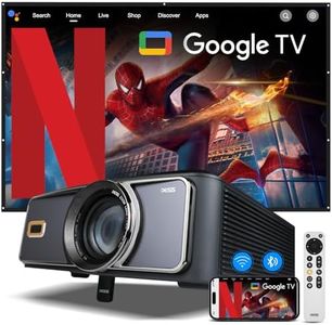[1500 ANSI] Dess 4K Projector with WiFi 6 and Bluetooth, Home Outdoor Electric Stand Movie Proyector, Auto Focus & Keystone, Native 1080P, High Contrast, Smart Projector with Netflix & Google Tv