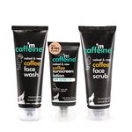 mCaffeine Coffee Pollution & Sun Protection Kit with Face Wash, Face Scrub & SPF 50 PA++ Sunscreen Lotion | Deeply Cleanses, Removes Tan, Protects & Repairs UV Damage | For All Skin Types