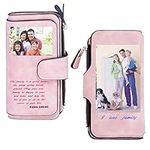 Women's Custom Photo Wallet, Personalized Wallet Gift for Wife Mom Girlfriend, Christmas Gifts (Pink)