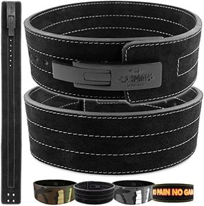 C.P. Sports Powerlifting Gürtel Leder mit Powerschnalle - Profi Gürtel, Trainingsgürtel, Gewichthebergürtel, Fitnessgürtel, Bodybuilding, Gewichtheben, Wettkampf - Schwarz - XL = 94-120cm