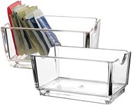 Sizikato 2pcs Clear Acrylic Sugar Packet Holder Square Tea Bag Bowl, 4.3 Inches