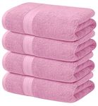 Avalon Towels Pink Bath Towels (Pack of 4) Size 27x54 Inches 100% Cotton Towels for Bathroom, Highly Absorbent and Soft, Quick Drying, Hotel and Spa Quality, Perfect Bathroom Towels for Daily Use