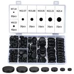 200 Pieces Rubber Grommets Kit, Black Rubber Hole Plugs Electrical Wire Gaskets Assortment for Car, Boat, Pump, Plumbing, Cables Plugs, Wiring, Electrical Conductor Rubber Grommets