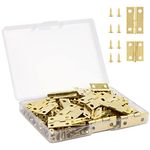 BangShou 70 Pieces Small Hinges, Retro Jewelry Box Mini Hinges, Wooden Crafts, Cabinet Door Decoration, Gold Hinges, Box Hinges, 300 Pieces Replacement Screws with Storage Box