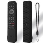 Oboe Silicone TV Remote Cover Compatible with Sony Bravia Smart Tv 2023 Voice Remote RMF-TX910U Remote Protective Cover with Lanyard (D-Black) [Remote NOT Included]