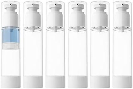 longway 3.4 Oz 100ml Clear Airless Cosmetic Cream Pump Bottle Travel Size Dispenser Refillable Containers for Foundation, Shampoo (Pack of 6)