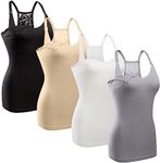 GXXGE Women's Nursing Tank Top Cami Nursing Maternity Bra Breastfeeding Shirts with Adjustable Straps Black Beige Grey White Small