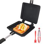 Double Sided Frying Pan, Grilled Cheese Maker Nonstick Sandwich Maker Flip Grill Pan For Breakfast Toast Panini Waffle, Aluminum Alloy Cookware