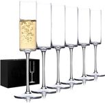 PrimeWorld 207 ml Chelvemro Champagne Glass Set of 6 Pcs Flute Long Stem Wine Red Wine White Wine Drinking Glass Hotel Parties Bar Glasses