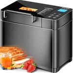 2.2LB Bread Maker, 17-in-1 Automatic Bread Machine Dual Heater Bakery-Style, Smart Touch Panel Beginner-Friendly, Healthy Ceramic Pan, Nut Dispenser, 15H Timer, gluten free, Dough Maker, Jam, Yogurt