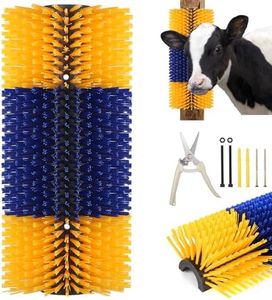 Chewoof Livestock Scratch Brushes, Large Soft Cow Scratcher, Goat Horse Scratching Post, Cattle Grooming Brush 2 Installation Ways, Massage Brush for Horses, Sheep, Deer