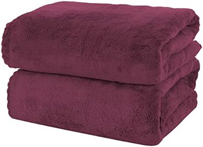 MOONQUEEN 2 Pack Premium Bath Towel Set - Quick Drying - Microfiber Coral Velvet Highly Absorbent Towels - Multipurpose Use as Bath Fitness, Bathroom, Shower, Sports, Yoga Towel (Burgundy)