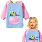 LECTNORE Kids Painting Apron Waterproof Painting Apron Long Sleeve for Kids Children's Art Smock with Pockets for Painting Cooking Eating（Style 2）