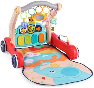 Play Nation Premium 2 in 1 Musical Baby Play Gym With Convertible Push Walker,Piano, Hanging Rattles,Lights & Music,Activity Play Mat Carpet for Kids & Toddlers,Toys for Newborns 0+ Months, Multicolor