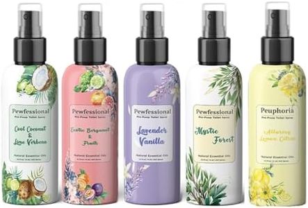 Pewfessional poop spray for toilet, pre poo toilet bathroom odor eliminator and air freshener, 2.5 Ounce, 5 bottles Travel Size