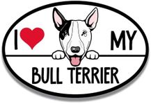 Magnet Me Up I Love My Bull Terrier Dog Breed Car Magnet Decal, 4x6 Inches Oval, Bumper Magnet for Parents to Showcase Their Canine Companions; for Vehicle, Fridge, and More, Crafted in USA