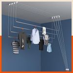 Bathla Mobidry EXA (5 Feet x 4 Pipes) Heavy Duty Ceiling Cloth Dryer | Stainless Steel, Individual Dropdown | Space Saving & Easy Drying | for Balcony & Passage