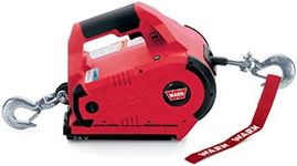 WARN 885005 PullzAll Cordless 24V DC Portable Electric Winch with Steel Cable and 2 Rechargeable Battery Packs: 1/2 Ton (1,000 lb) Pulling Capacity, red