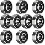 TUZUK 10PCS 6201-2RS Sealed Ball Bearings 12x32x10mm Pre-lubricated/Chrome Steel/Rubber Double Sealed, 6201RS Deep Groove Ball Bearings