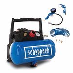 Scheppach HC06 Oil Free Air Compressor 230V 50Hz, 1200W, 8 Bar, 6L, 192L/ min 115 PSI, 9.7kg with Accessories - Lightweight - Transportable - 2 Year Warranty