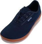 WHITIN Canvas Barefoot Shoess for Men Wide Toe Box Minimalist Zero Drop Sole Sneaker Minimus Extra Width Fit Size 9.5 9.5W Training Dark Blue 43