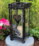 Garden Paradise Handmade Grave Lamp Lantern Grave Light Height 33 cm Height with Lettering Grave Candle Grave Candle Grave Decoration New Model Including Candle Black Silver